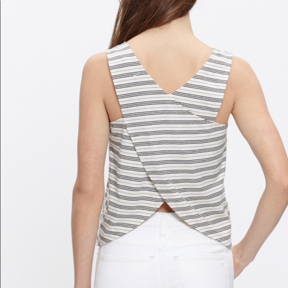 Madewell Cross-back Crop Tank in Stripe